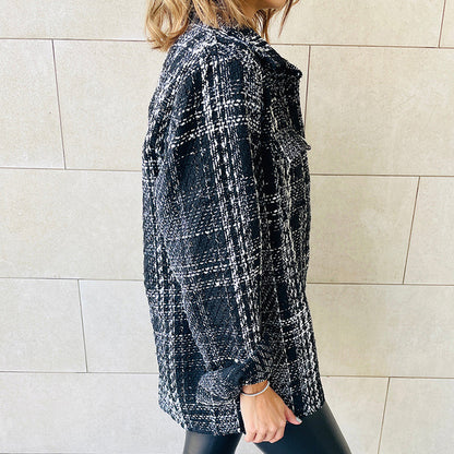 Damen Karierte Overshirt-Jacke mit Taschen und lässigem Schnitt Stalluxe