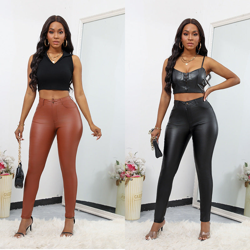 Damen Skinny-Lederhose mit hohem Bund und elegantem Schnitt Stalluxe