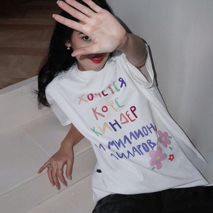 Damen Oversized T-Shirt Kleid mit einzigartigem Grafikriss-Design Stalluxe Weiß