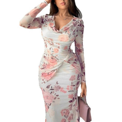 Damen elegantes und florales Maxikleid Stalluxe