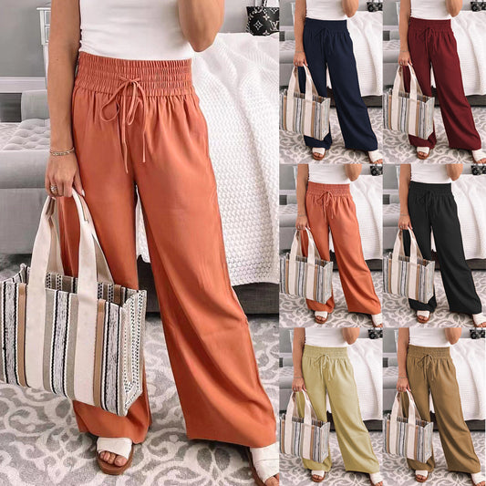 Damen Casual Hochtaillierte Weite Hose Stalluxe