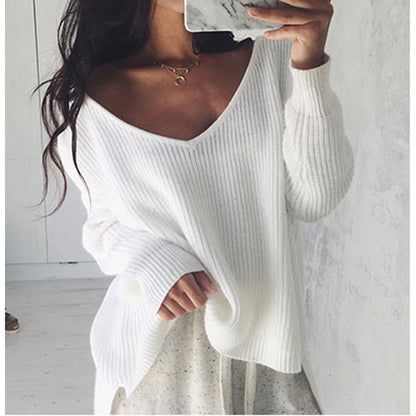 Damen Grobstrickpullover mit V-Ausschnitt und lässigem Schnitt Stalluxe