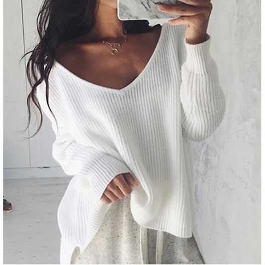 Damen Grobstrickpullover mit V-Ausschnitt und lässigem Schnitt Stalluxe