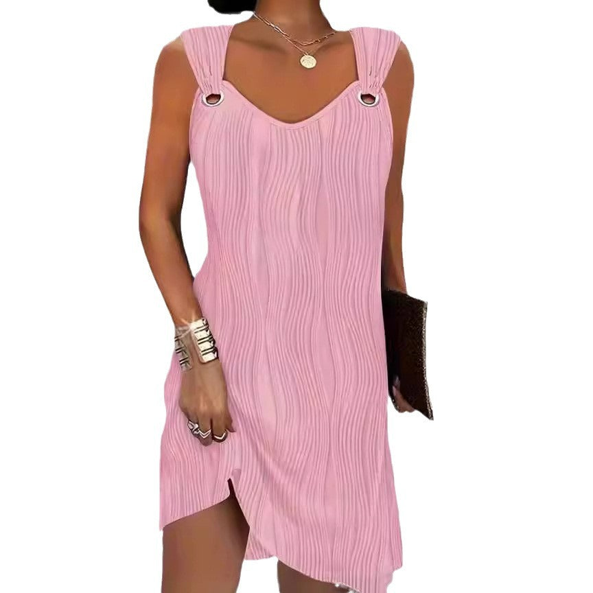 Damen Wellenmuster Kleid mit dekorativen Trägern Stalluxe