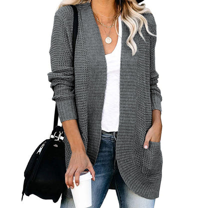 Damen Strickjacke mit modernem Strickmuster und praktischen Taschen Stalluxe