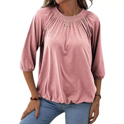 Damen leichtes Blusenshirt mit romantischem Puffärmel und lässigem Schnitt Stalluxe