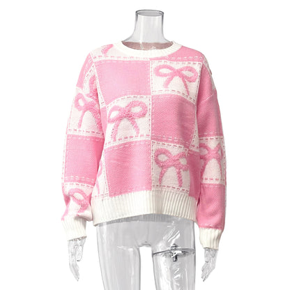 Damen verspielter Sweater mit Schleifenmuster Stalluxe