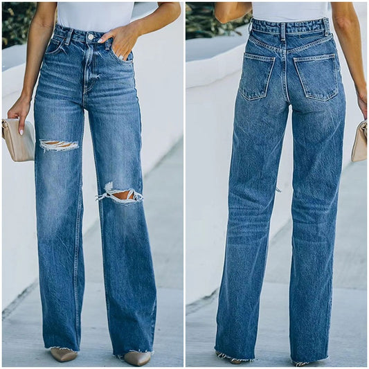 Damen Flared Jeans mit stylischen Rissdetails Stalluxe