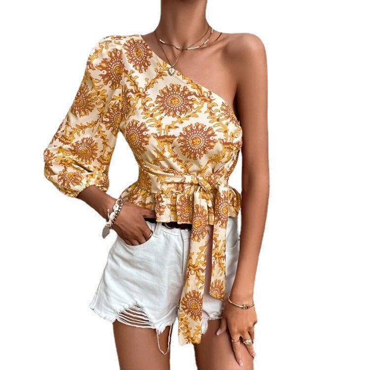 Damen asymmetrisches Ein-Schulter-Peplum-Top Stalluxe