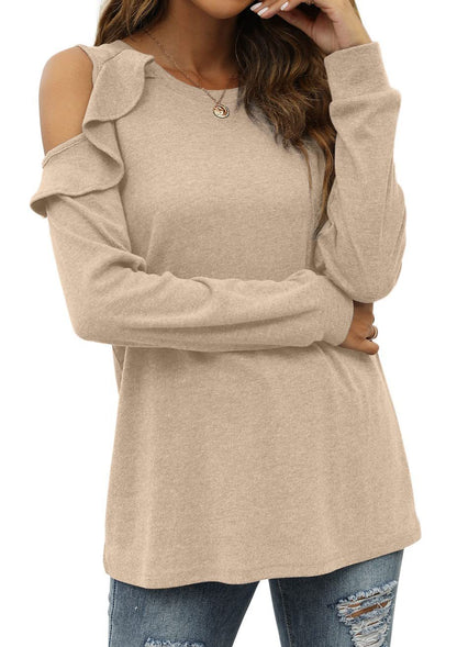 Damen Langarmshirt mit Cut-out-Ärmeln und Rüschendetail Stalluxe