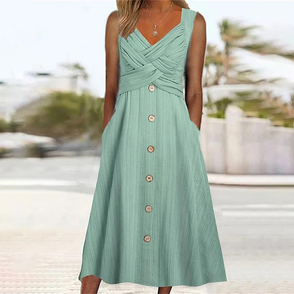 Damen Midikleid mit knöpfen und passendem Bolero Stalluxe