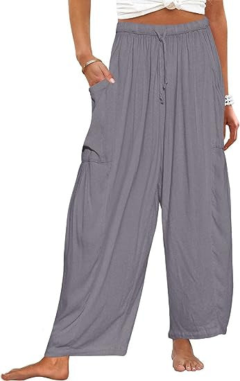 Damen weite Freizeithose mit tiefen Taschen und elastischem Bund Stalluxe