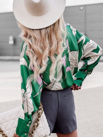 Damen Bluse mit floralem Design und oversized Schnitt Stalluxe