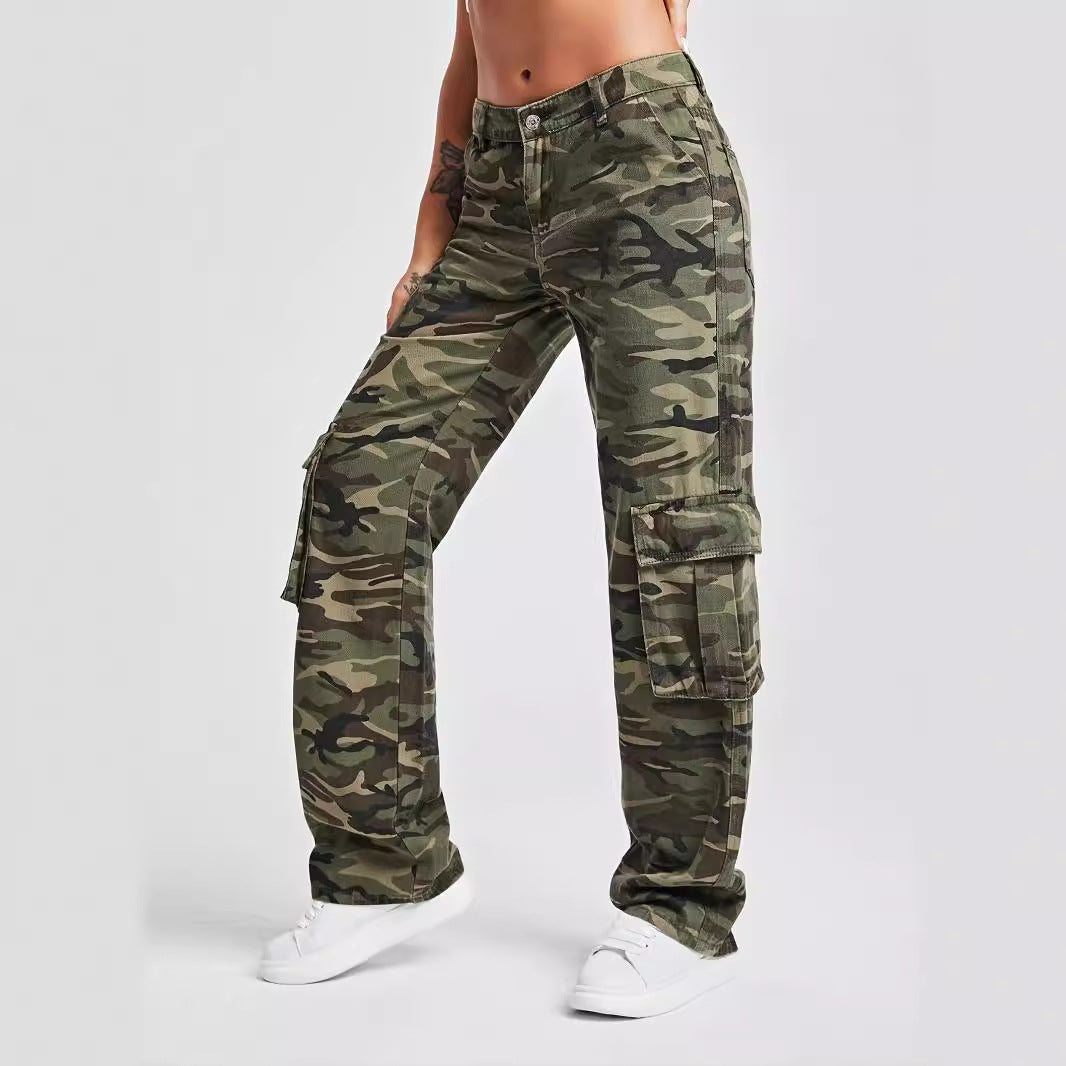 Damen Cargo-Jeans mit weitem Bein und mehreren praktischen Taschen Stalluxe