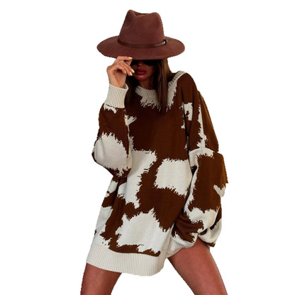 Damen Oversized-Strickpullover mit kreativem Muster Stalluxe