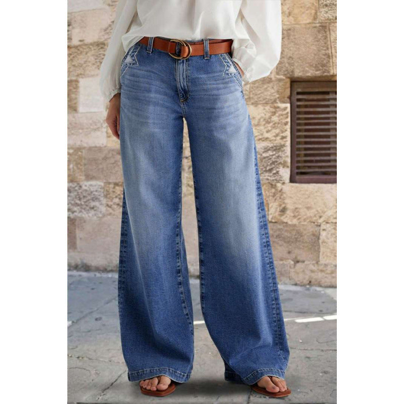 Damen Weit geschnittene Jeanshose im eleganten Stil Stalluxe