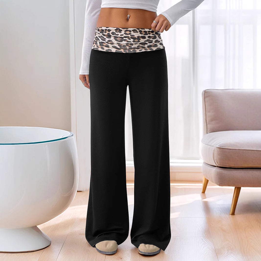 Damen weite Lounge-Hose mit modischem Animal-Print Bund Stalluxe