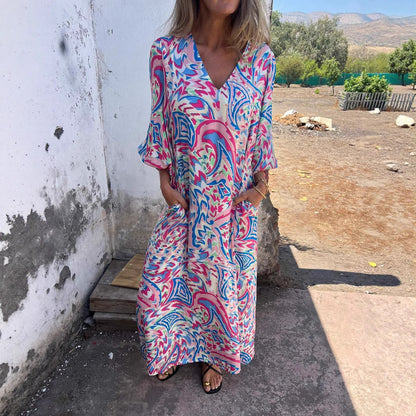 Women's Vibrant Print Maxi Dress Stalluxe