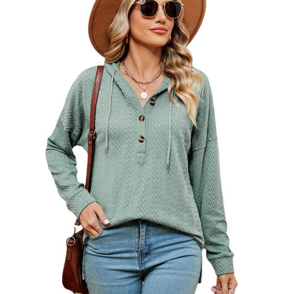 Damen lässiger Pullover mit Knopfdetails und Kapuze Stalluxe
