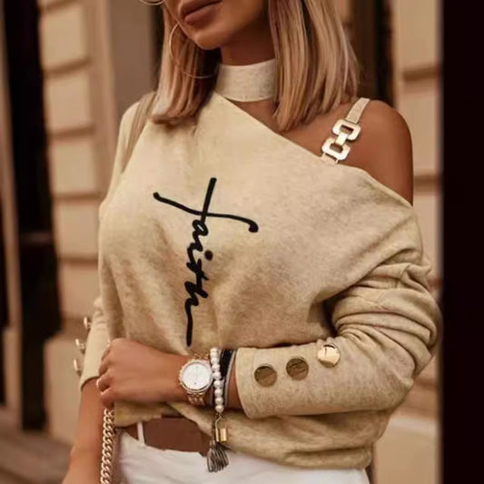 Damen Modischer Oversized Pullover mit Schulterausschnitt Stalluxe