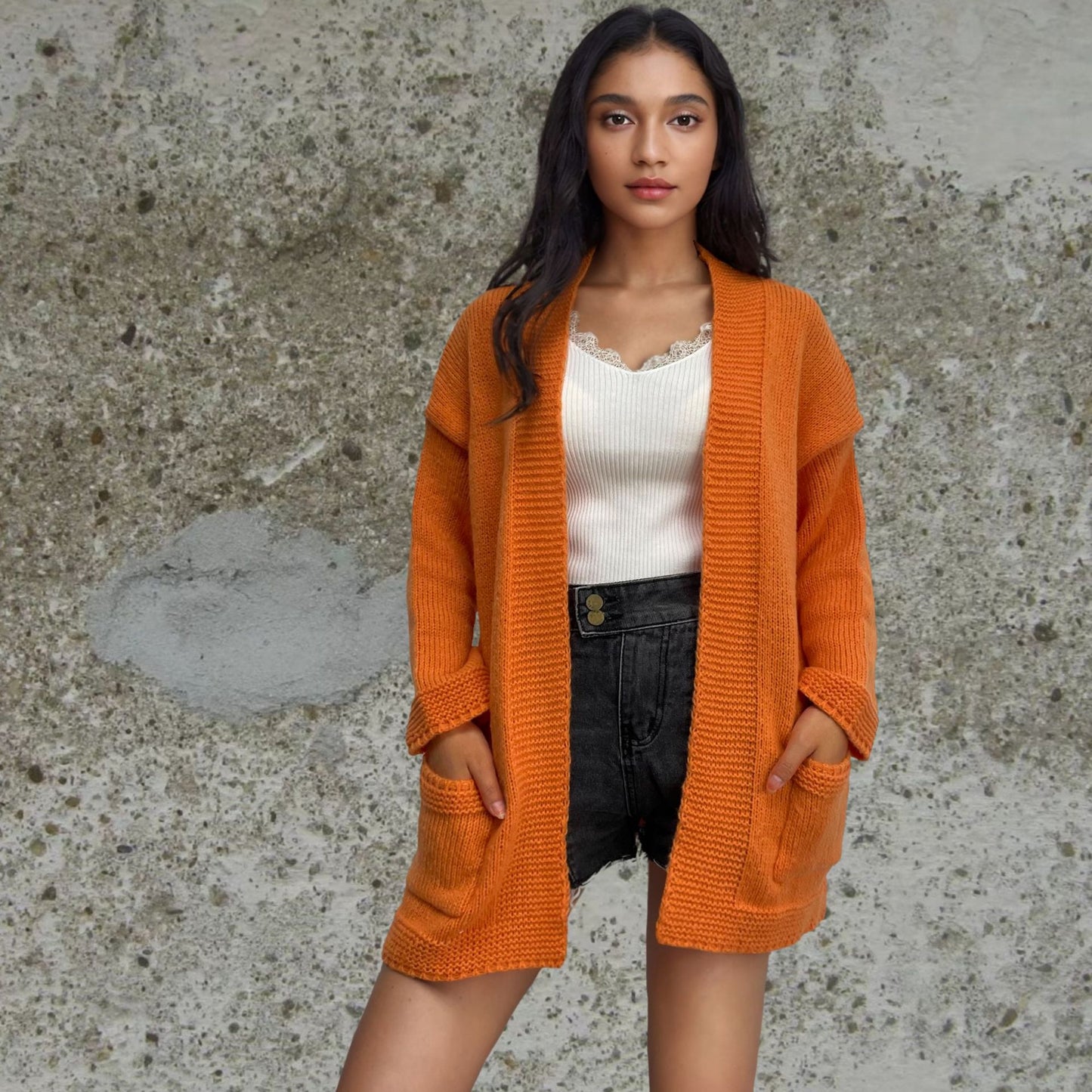 Damen strickjacke im lässigen Oversized-Stil Stalluxe Orange