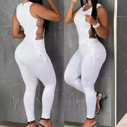 Damen Bodycon Jumpsuit mit Cut-Out-Details und modischem Gürtel Stalluxe