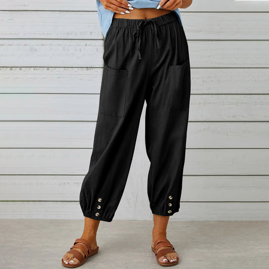 Damen modische Freizeit-Hose mit praktischen Taschen und elastischen Bündchen Stalluxe