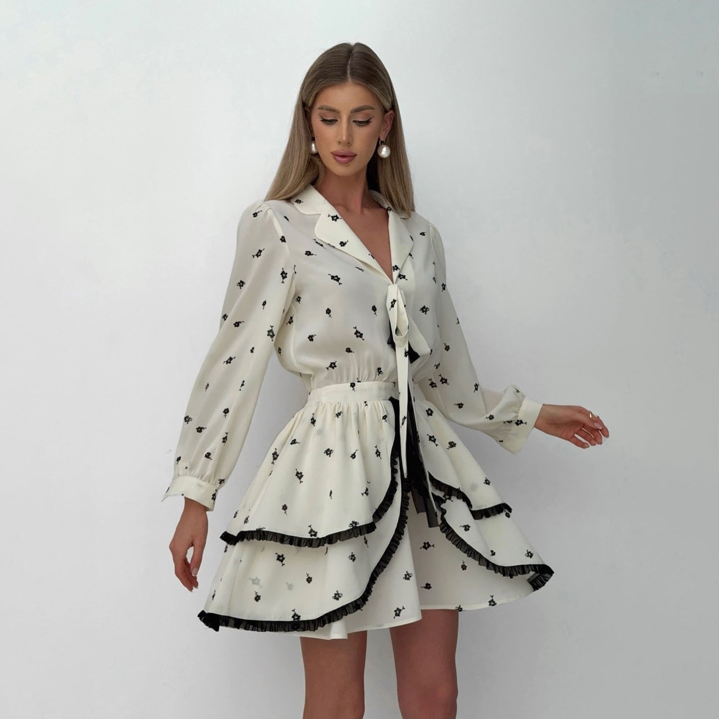 Damen Blusenkleid mit Rüschen Stalluxe