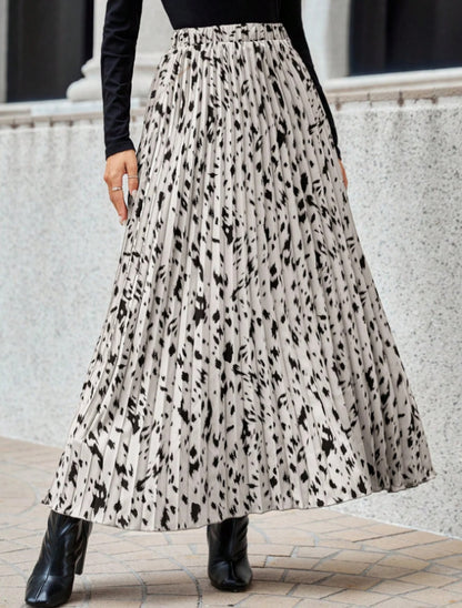Damen Maxi-Faltenrock mit modischem Muster Stalluxe