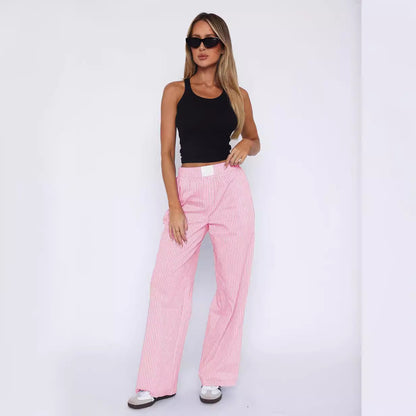 Damen Weite Stoffhose mit eleganten Streifen Stalluxe