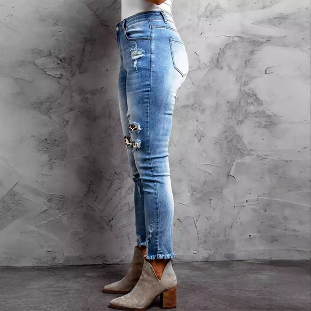 Damen Jeans im modernen Destroyed-Design mit aufregenden Tiermustern Stalluxe