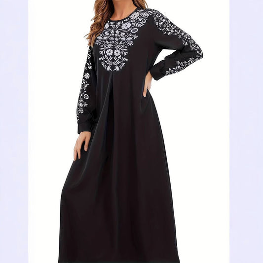 Damen Maxikleid mit kunstvoller Stickerei und eleganten langen Ärmeln Stalluxe