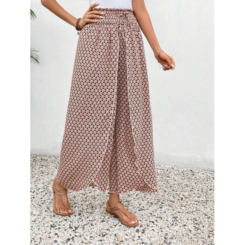 Damen weite Palazzo-Hose mit elastischem Bund und angesagtem Muster Stalluxe