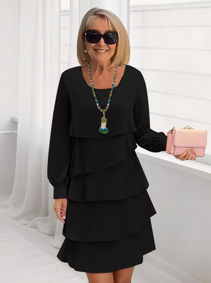 Damen schickes Rüschensommerkleid mit Langarm Stalluxe