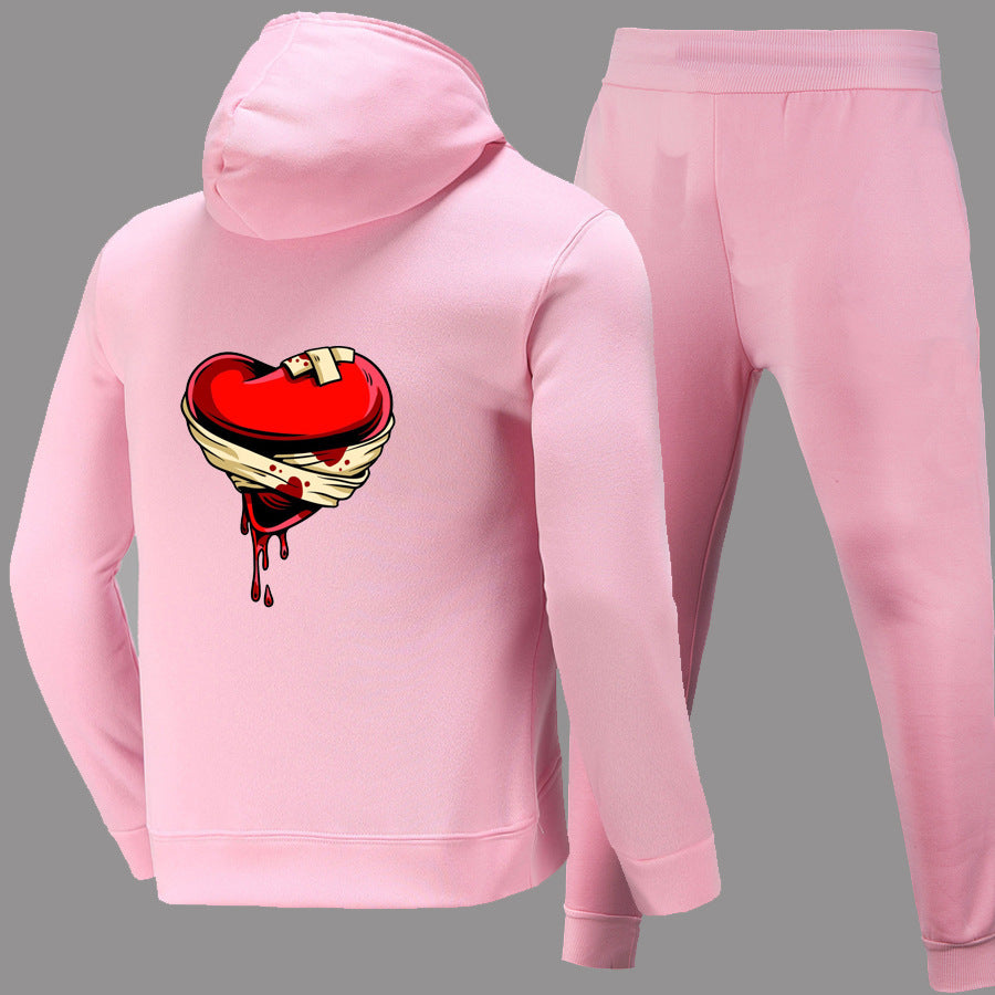 Damen Hoodie- und Jogginghose Set mit kreativem Herzmotiv Stalluxe