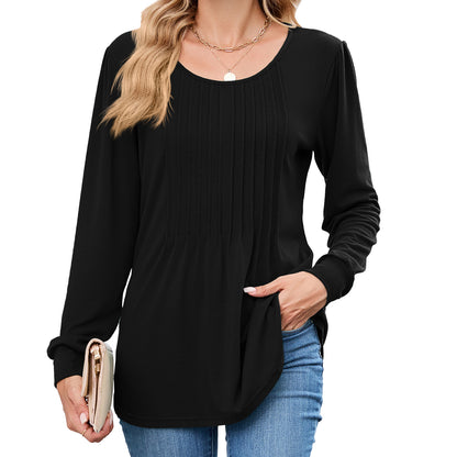 Damen Langarmshirt mit dekorativen Falten Stalluxe