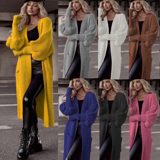 Damen Langer Strickcardigan mit tieferem Rückensaum und lässigem Schnitt Stalluxe