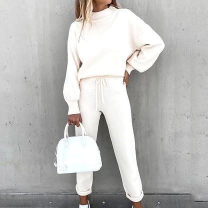 Damen Sportlicher Loungewear-Set mit hohem Kragen und elastischem Bund Stalluxe