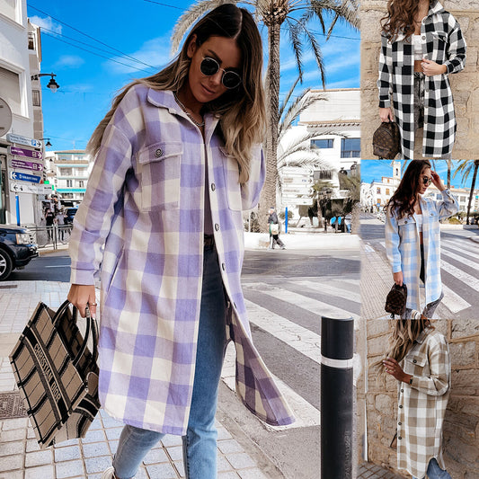 Damen Karierter Oversized-Hemdjacke Stalluxe