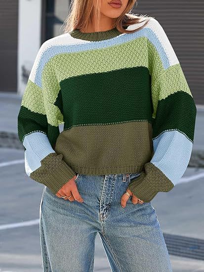 Damen Grobstrickpullover mit Farbblockdesign und oversized Schnitt Stalluxe