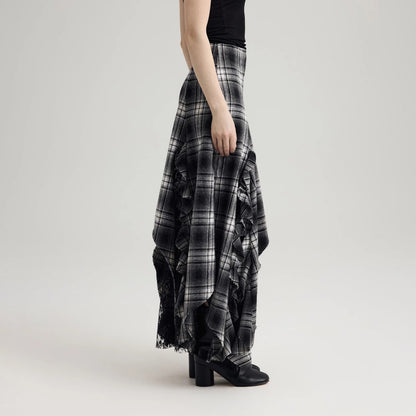 Damen Maxirock mit asymmetrischem Saum und Rüschendetails Stalluxe