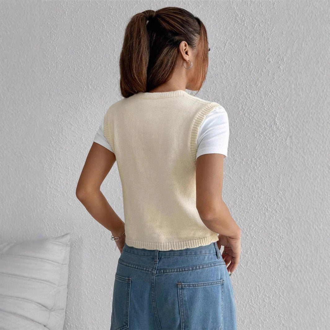 Damen Bestickte Weste mit Knopfleiste Stalluxe