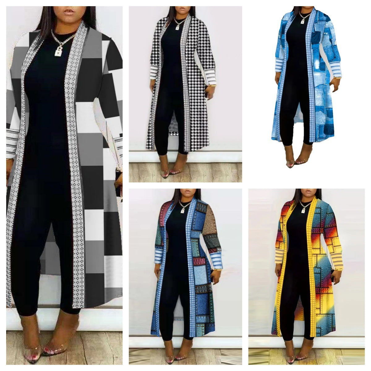 Women's Artistic Print Duster Cardigan Stalluxe