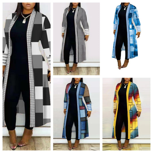 Women's Artistic Print Duster Cardigan Stalluxe