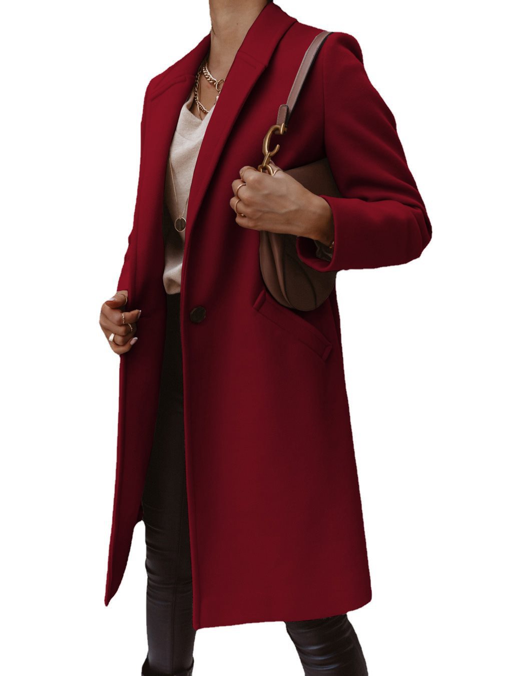 Damen Eleganter und hochwertiger Wollmantel mit schmalem Schnitt Stalluxe