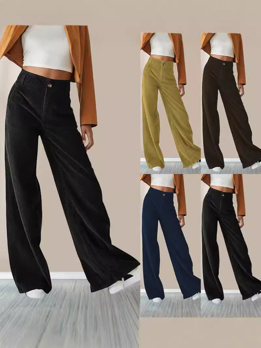 Damen Elegante, weite Chinohose mit praktischen Taschen und hohem Bund Stalluxe