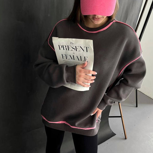 Damen Oversized Sweatshirt mit Kontrastnähten und lässigem Schnitt Stalluxe