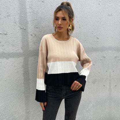 Damen Strickpullover mit modischem Blockstreifen-Design und weiten Ärmeln Stalluxe