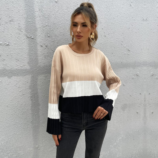 Damen Strickpullover mit modischem Blockstreifen-Design und weiten Ärmeln Stalluxe