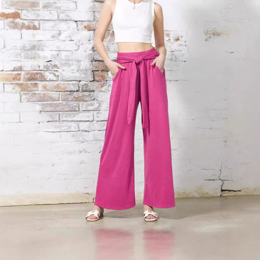 Damen Bequeme und stylische Weite Hose mit Taillengürtel Stalluxe